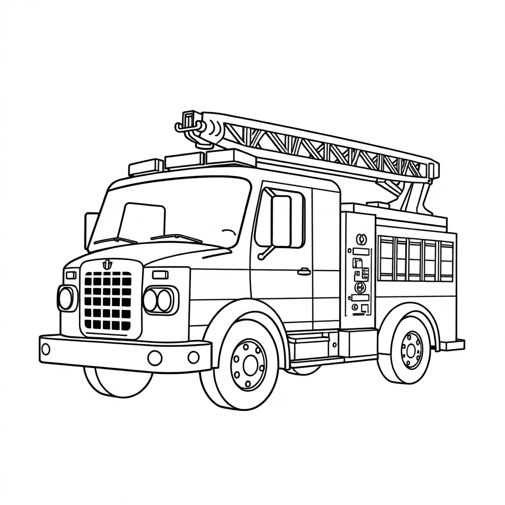 Graceful Fire Truck Coloring Page