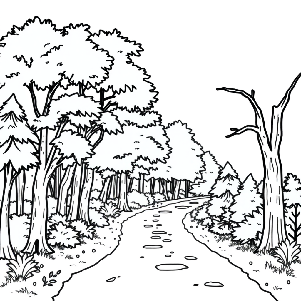 Graceful Forest Path Coloring Page
