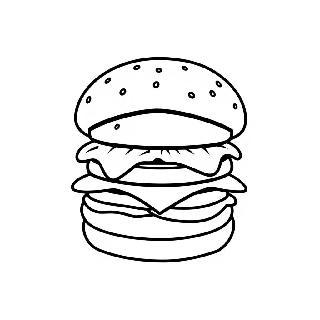 Graceful Hamburger Coloring Page