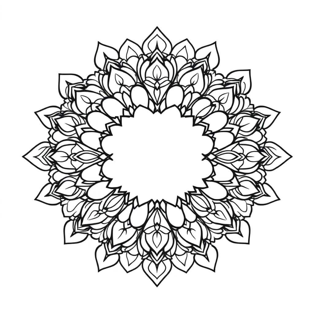 Graceful Heart Shaped Mandala Coloring Page