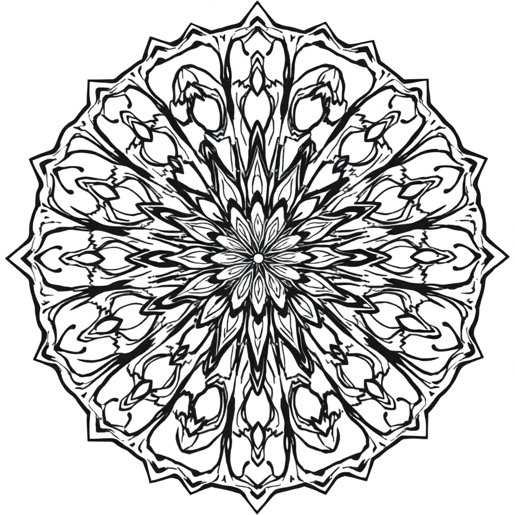 Graceful Kaleidoscope Mandala Coloring Page