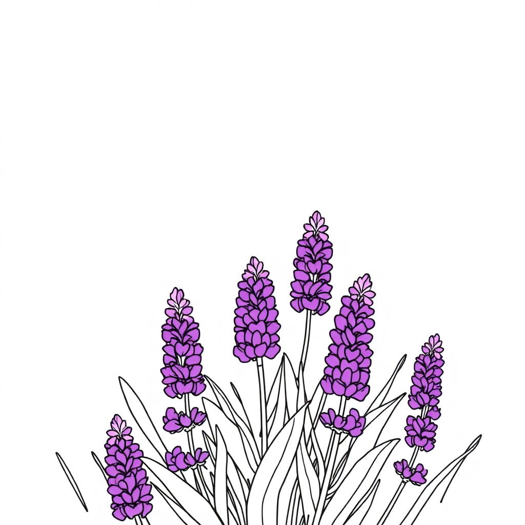 Graceful Lavender Field Coloring Page