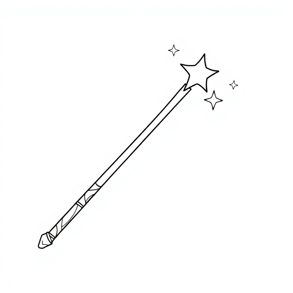 Printable Graceful Magic Wand Coloring Page