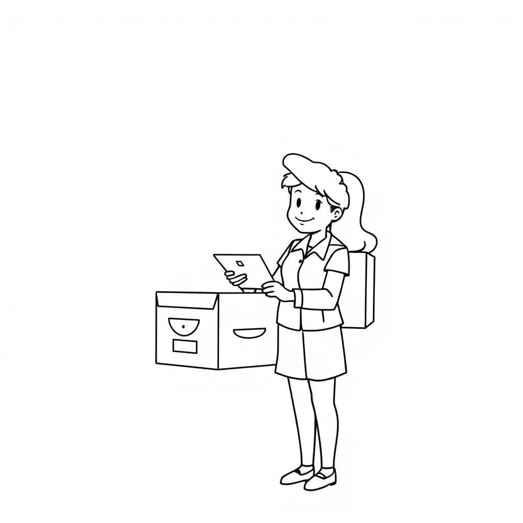 Graceful Mail Carrier Coloring Page