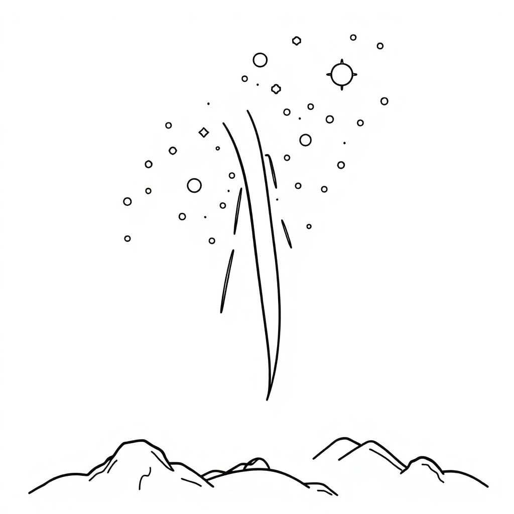 Graceful Meteor Shower Coloring Page