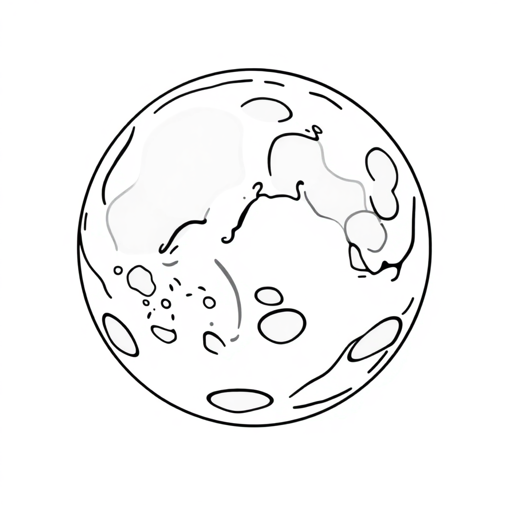 Graceful Moon Surface With Craters Coloring Page