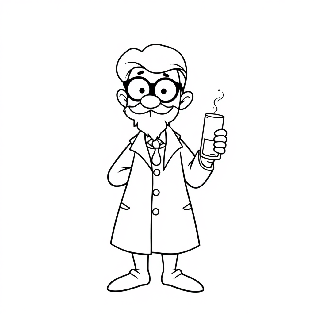 Graceful Scientist With Beaker Coloring Page