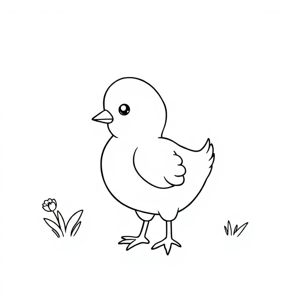 Graceful Spring Chick Coloring Page