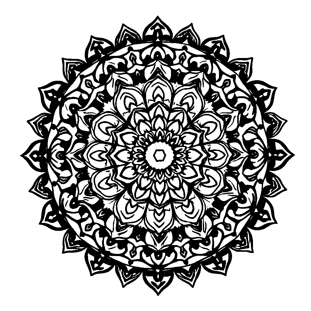 Graceful Tibetan Mandala Coloring Page