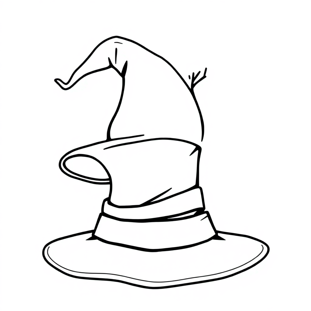 Graceful Witch Hat Coloring Page