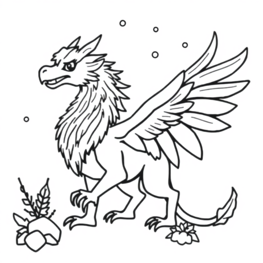 Griffin Creature In Winter Coloring Page