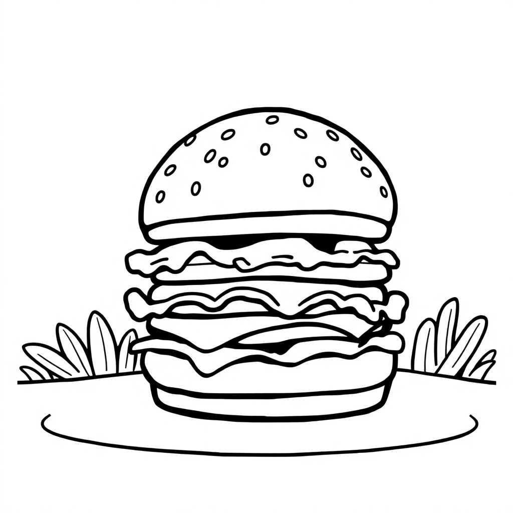 Hamburger At Night Coloring Page