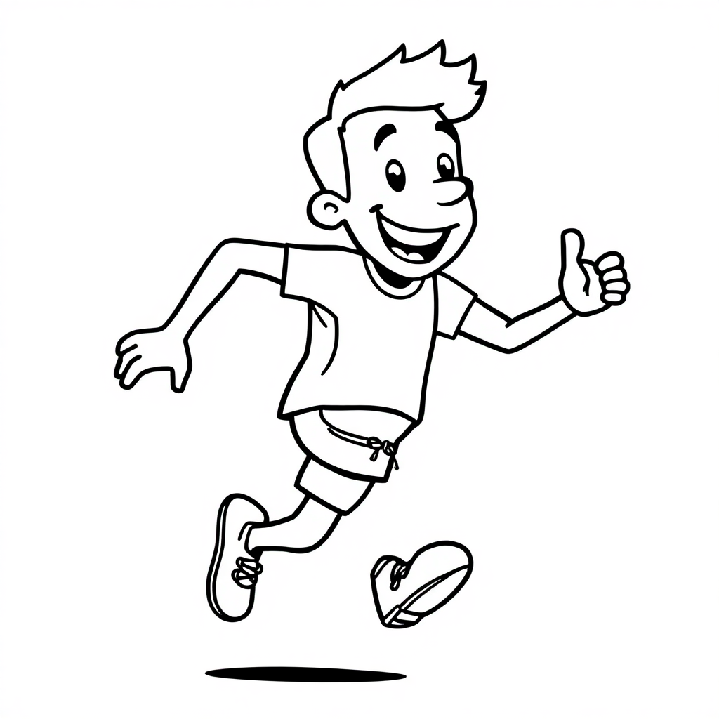 Happy Athlete Running Coloring Page