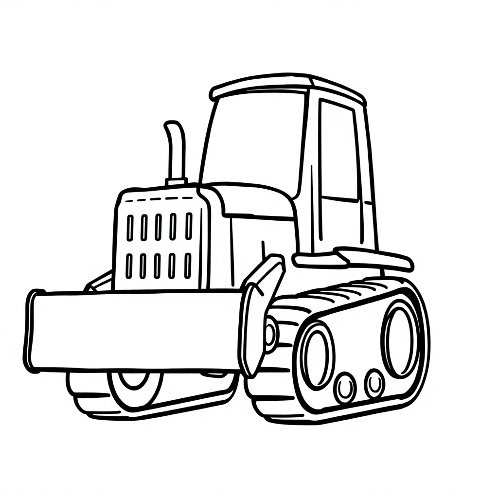 Happy Bulldozer Coloring Page