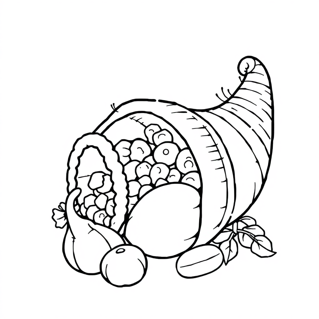 Happy Cornucopia Coloring Page