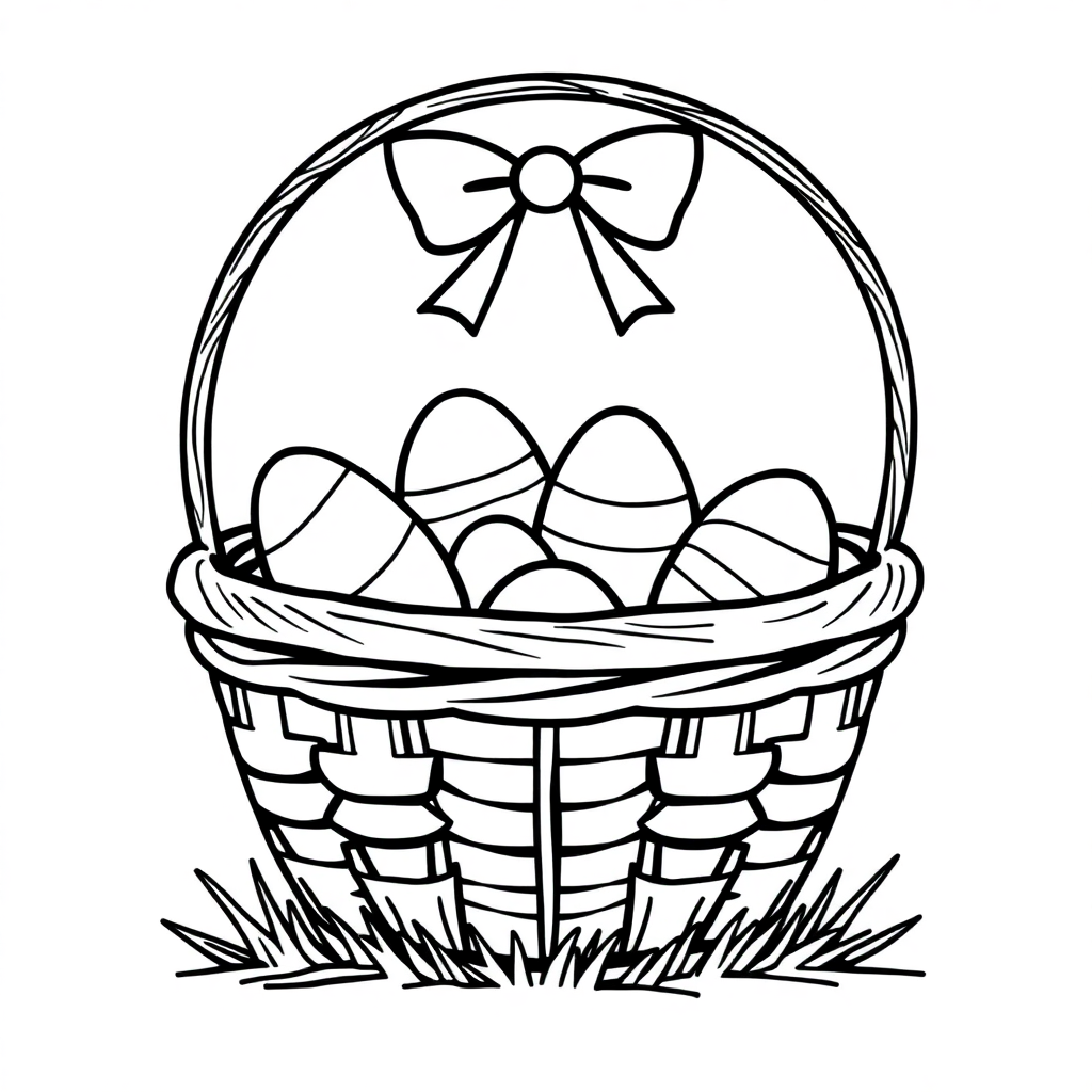 Happy Easter Basket Coloring Page