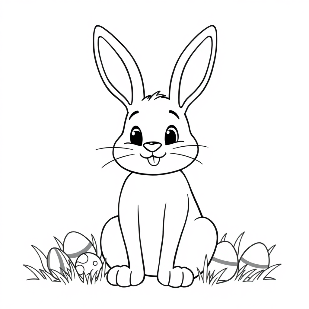 Happy Easter Bunny Coloring Page