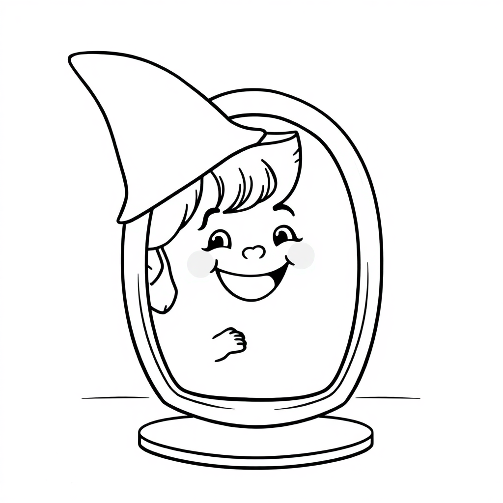 Detailed Happy Enchanted Mirror Coloring Page