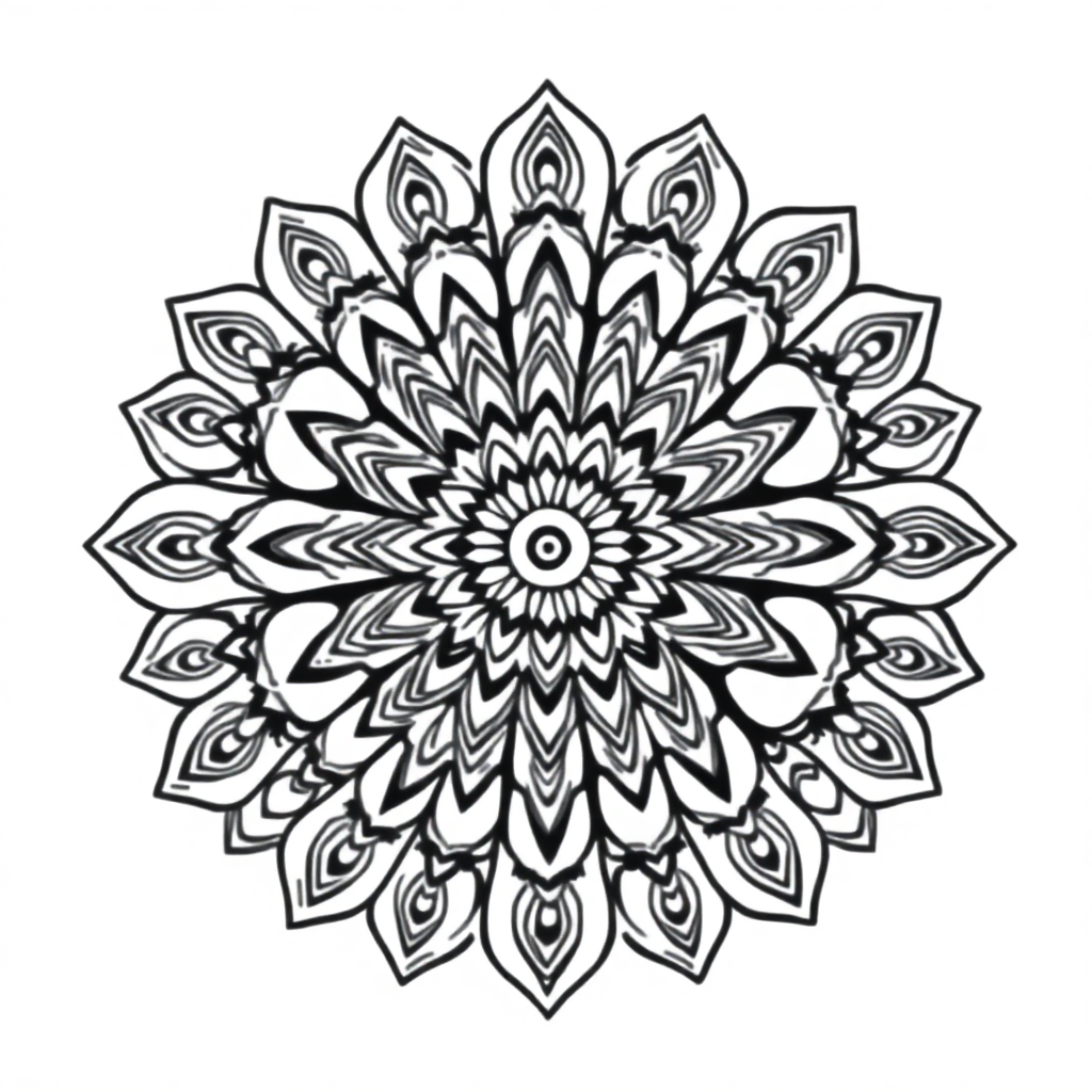 Happy Indian Style Mandala Coloring Page