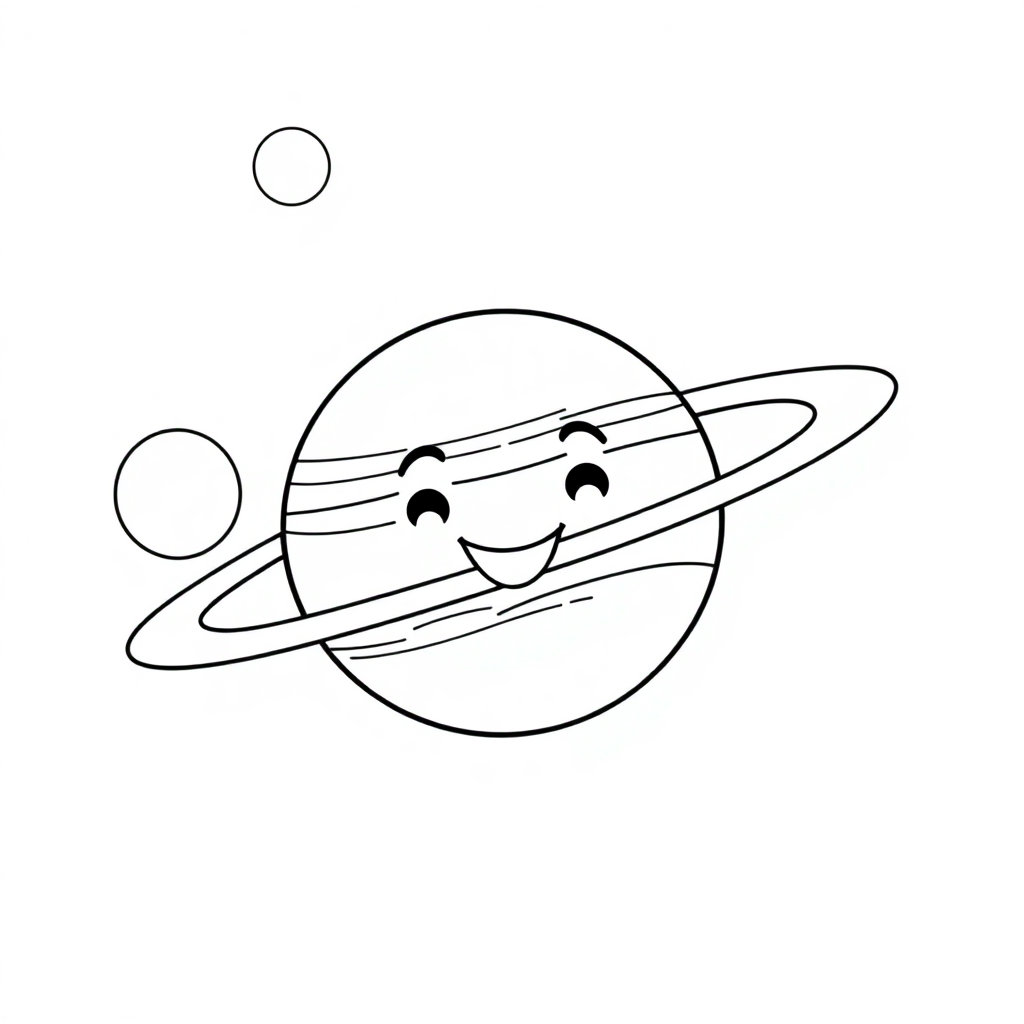 Happy Jupiter And Moons Coloring Page