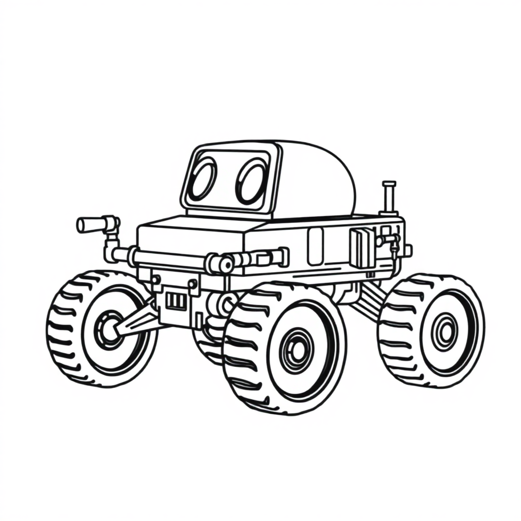 Happy Mars Rover Coloring Page