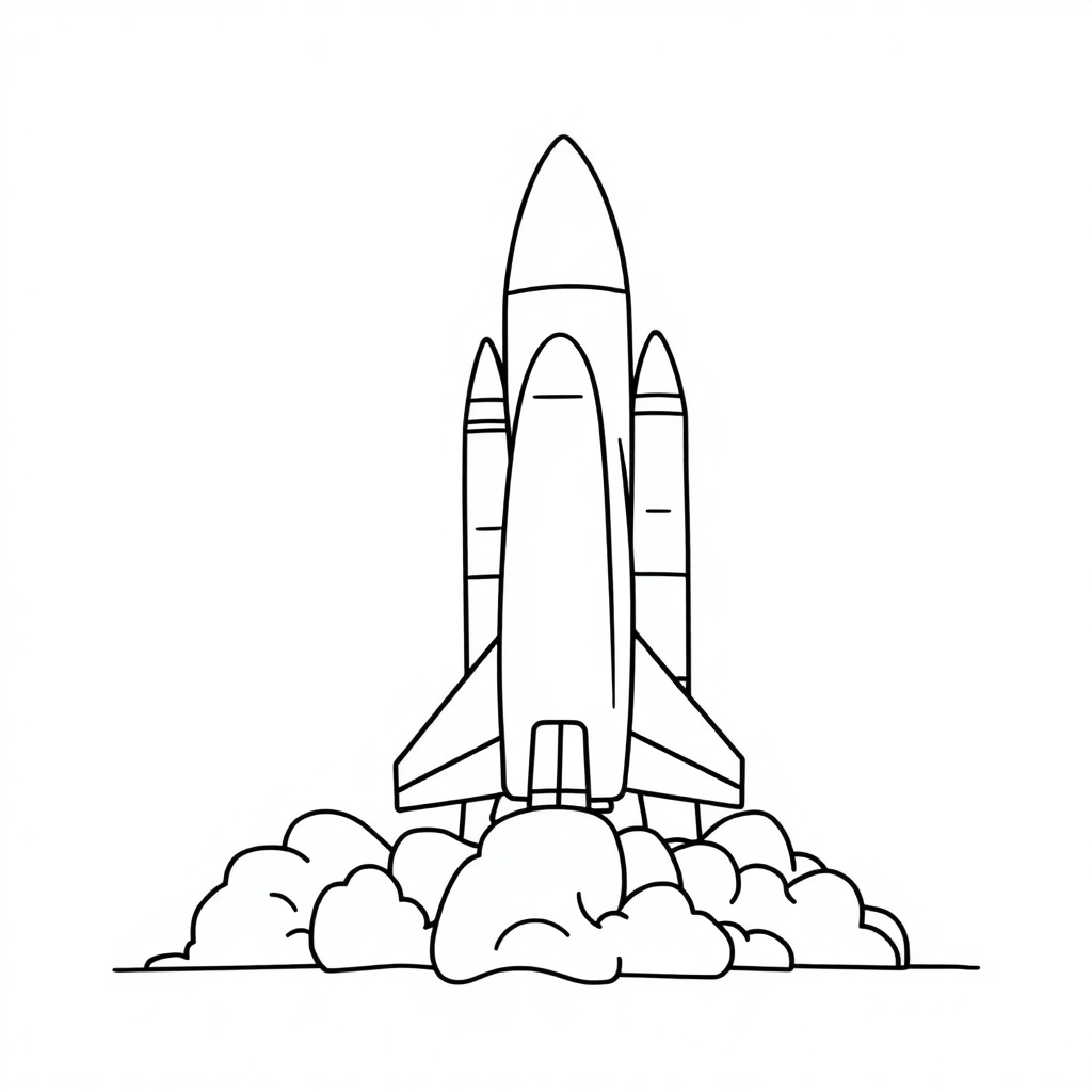 Happy Space Shuttle Launch Coloring Page