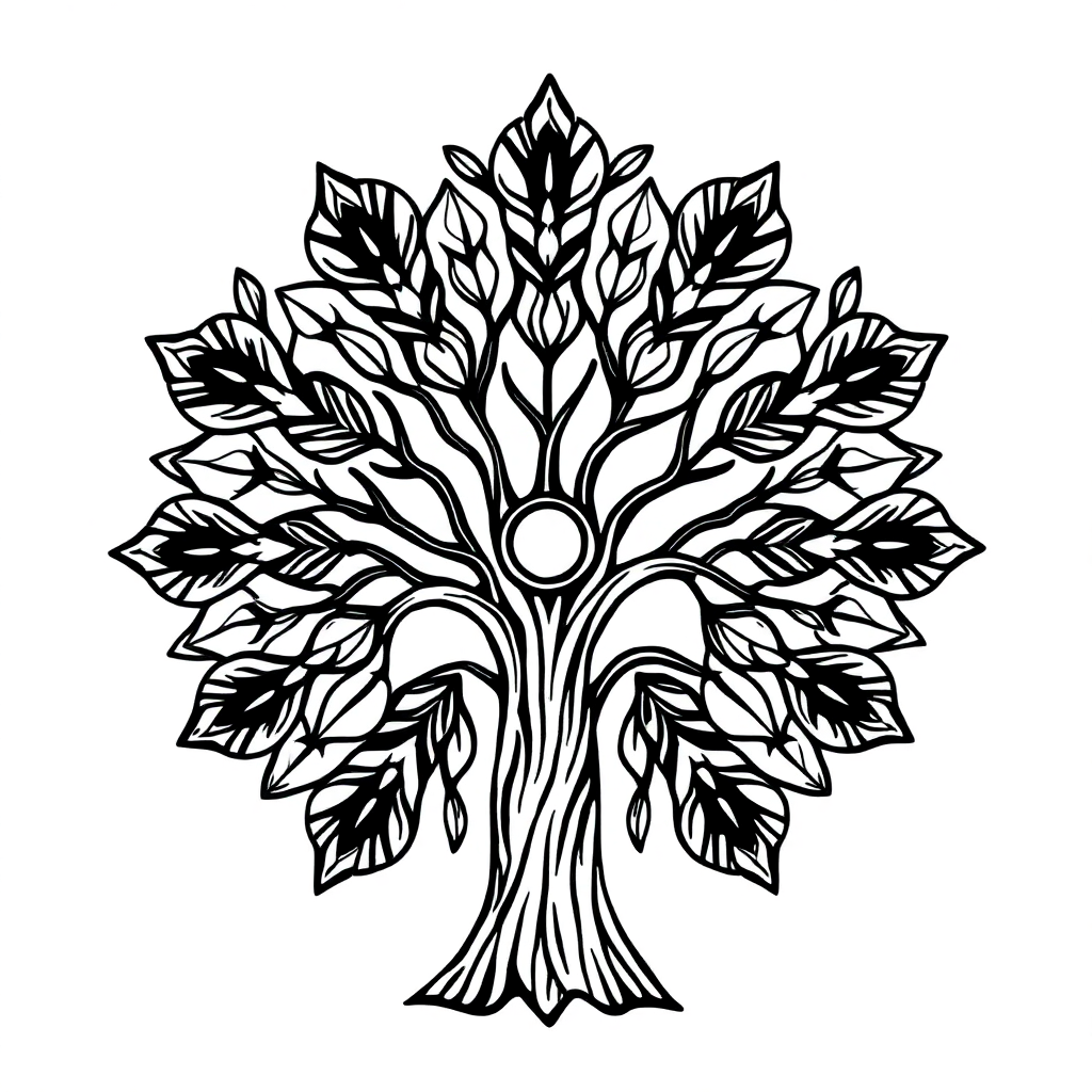 Happy Tree Of Life Mandala Coloring Page