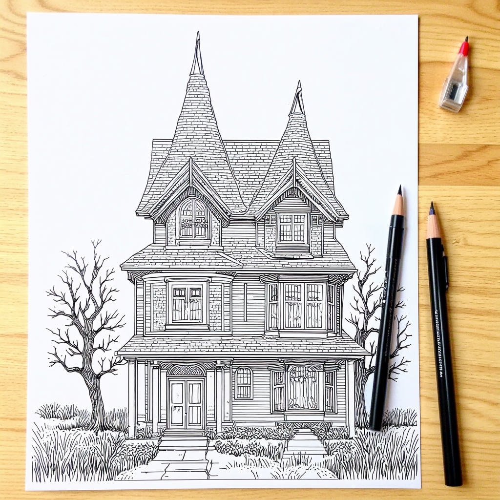 Haunted House Coloring Page