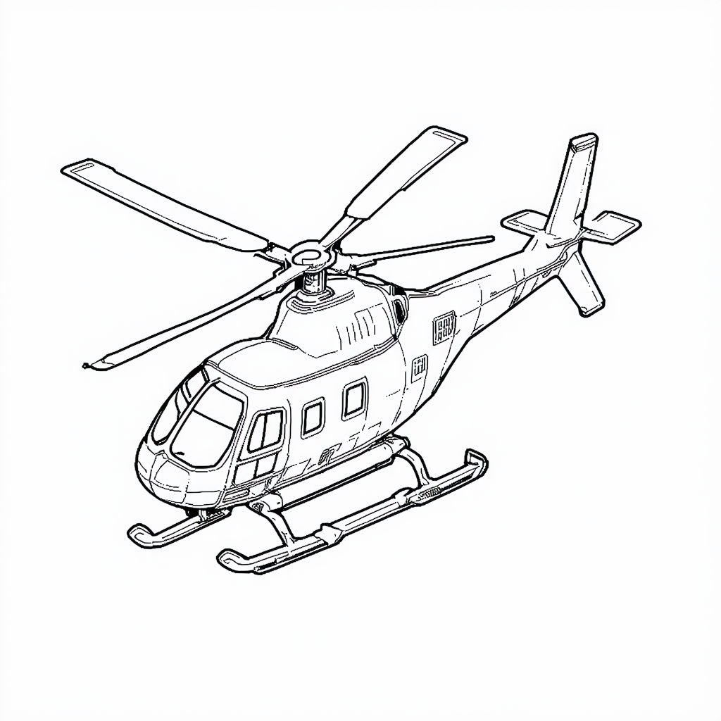 Helicopter Flying Coloring Page
