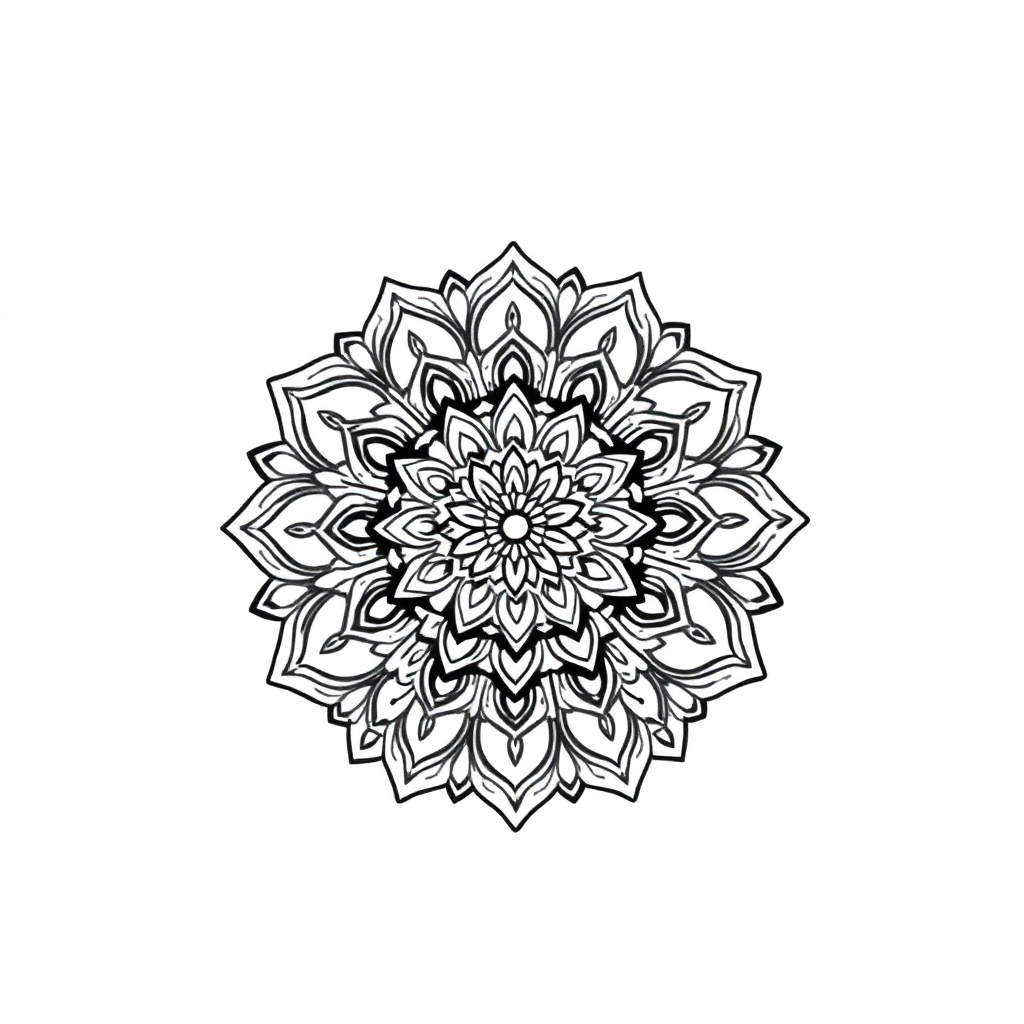 Indian Style Mandala At Night Coloring Page