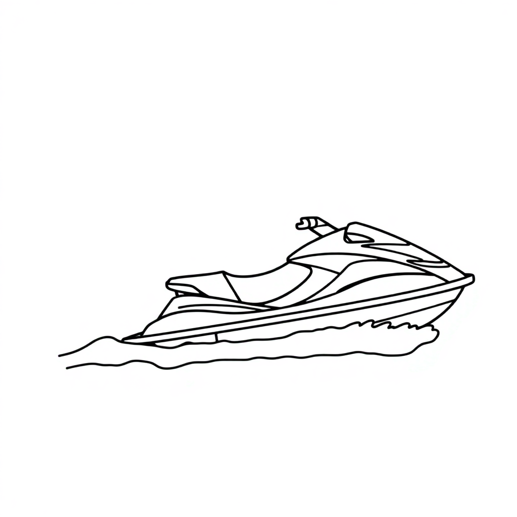 Jet Ski At Night Coloring Page