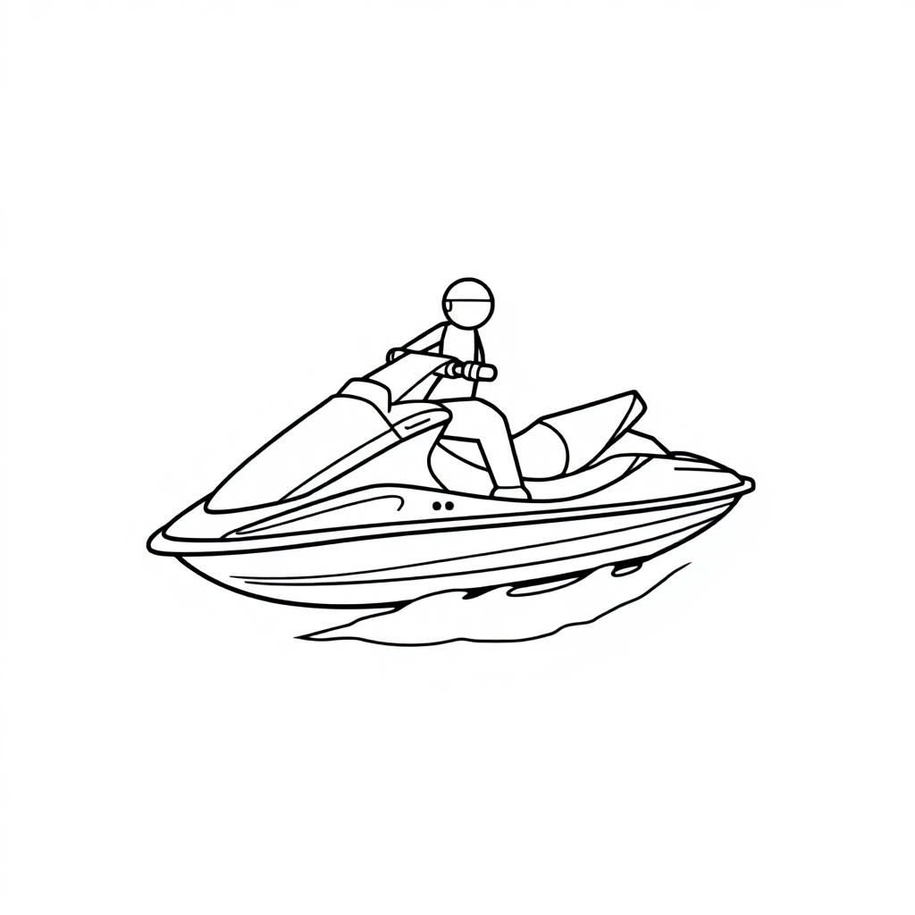 Jet Ski In Space Coloring Page