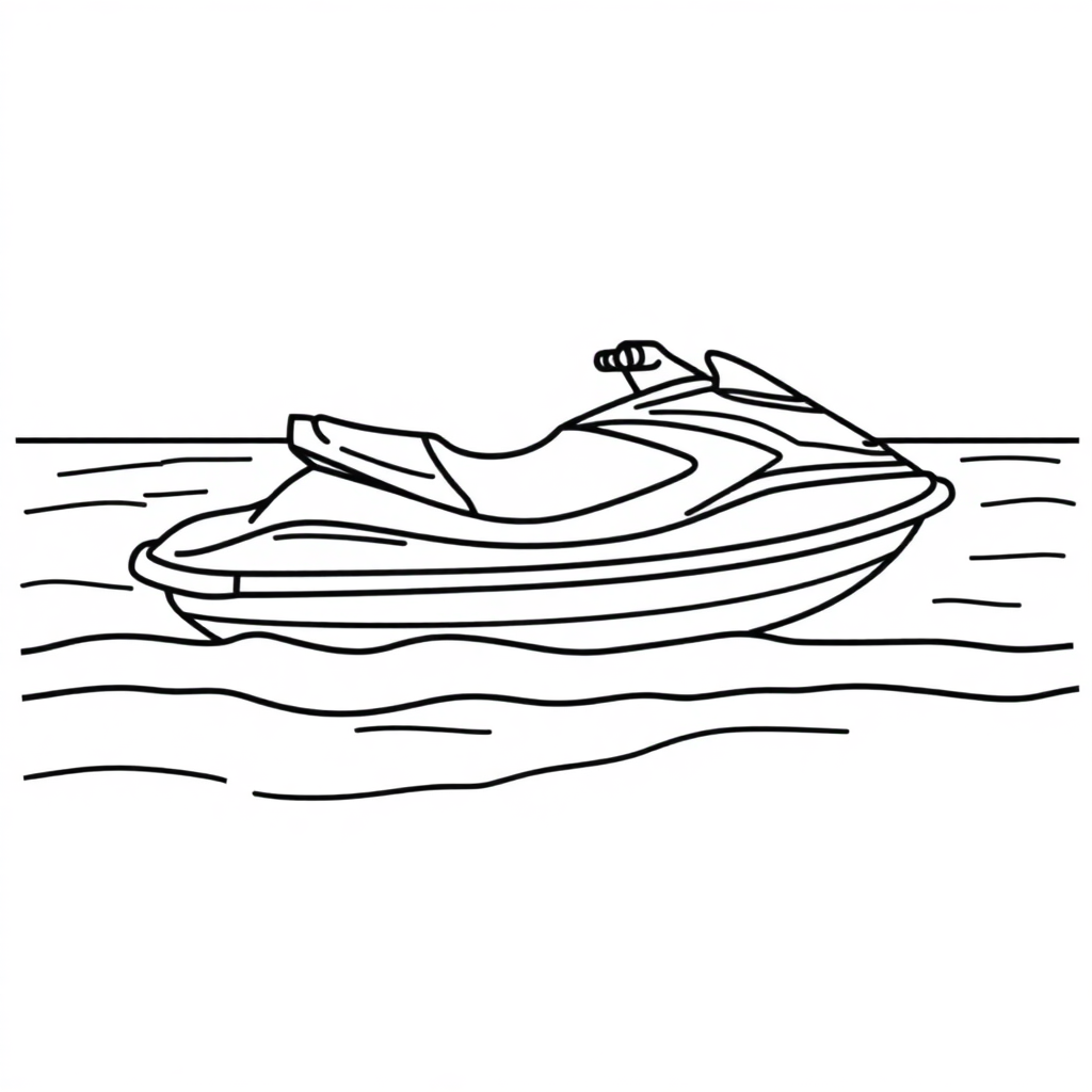 Jet Ski On Beach Coloring Page