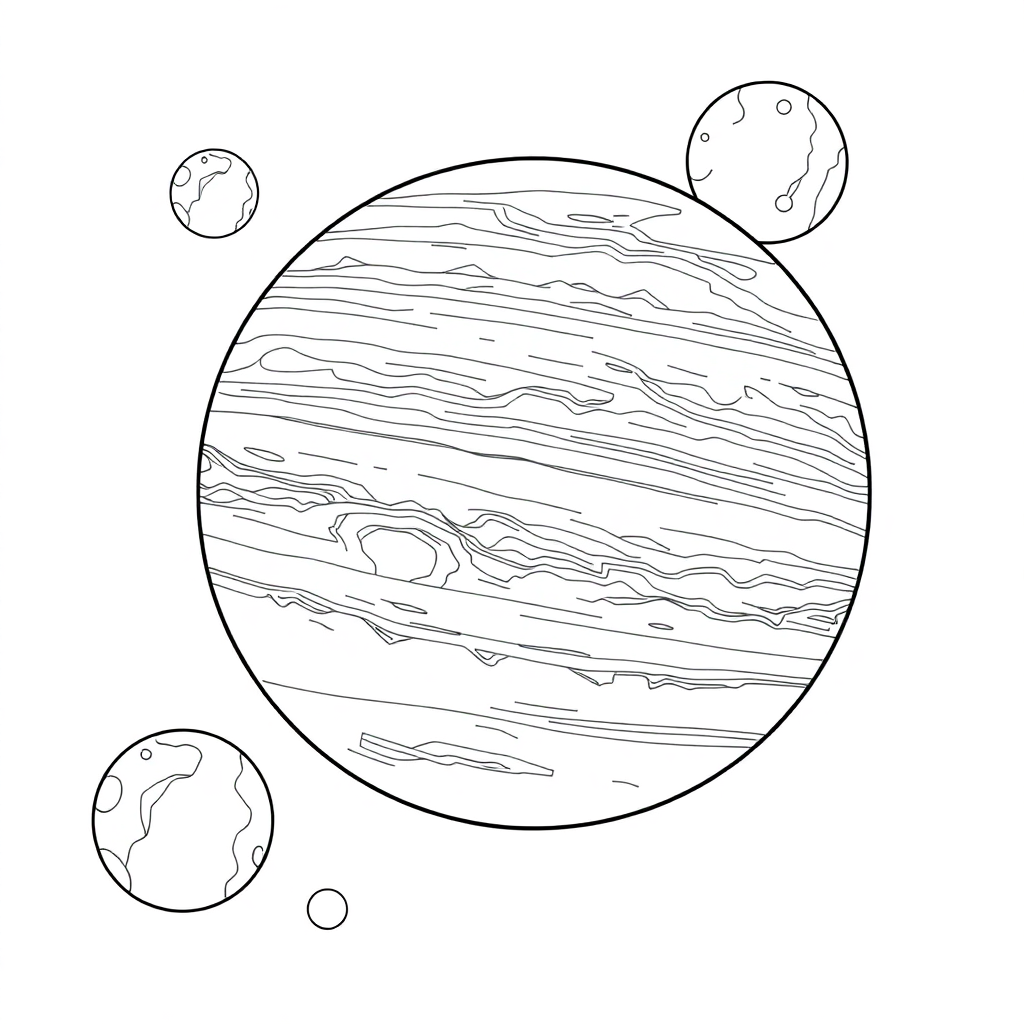 Jupiter And Moons Coloring Page