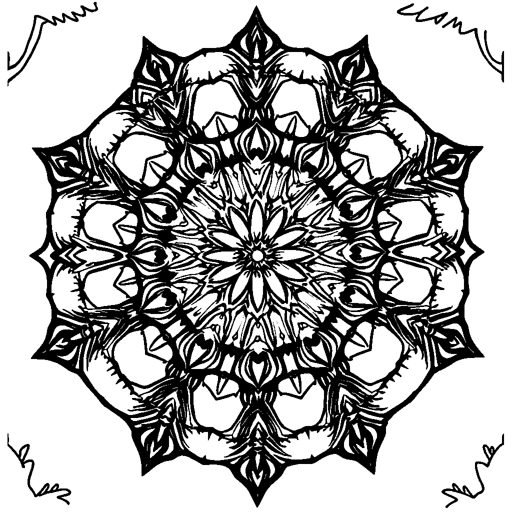 Kaleidoscope Mandala In Forest Coloring Page