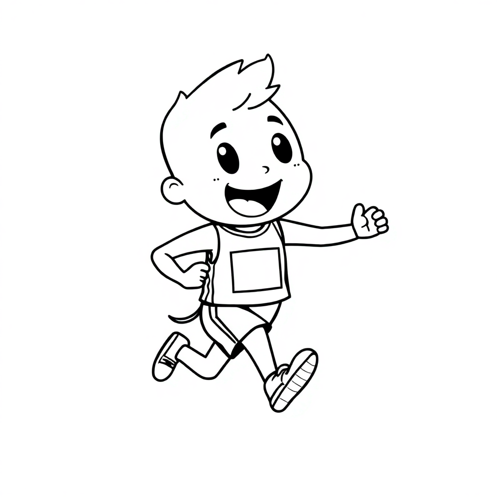 Kawaii Athlete Running Coloring Page