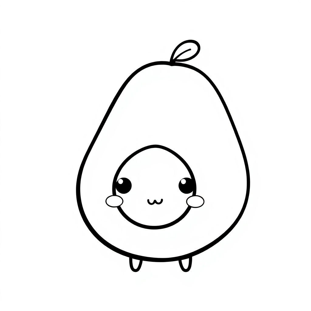 Kawaii Avocado Coloring Page