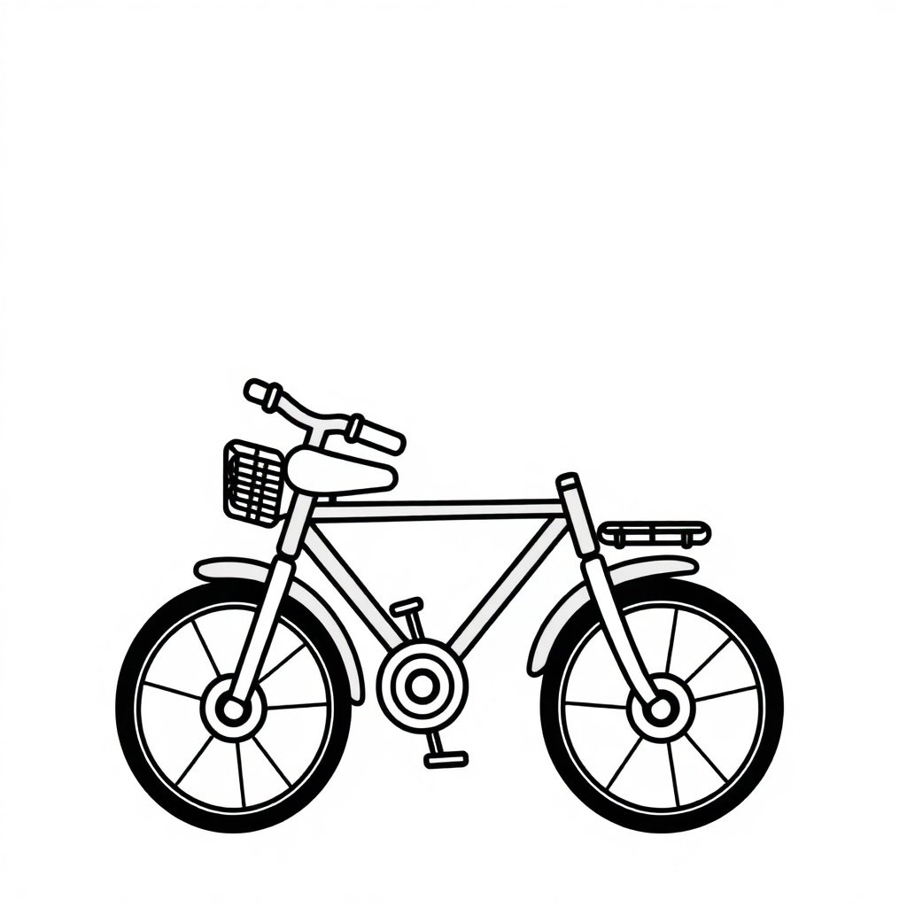Kawaii Bicycle Coloring Page