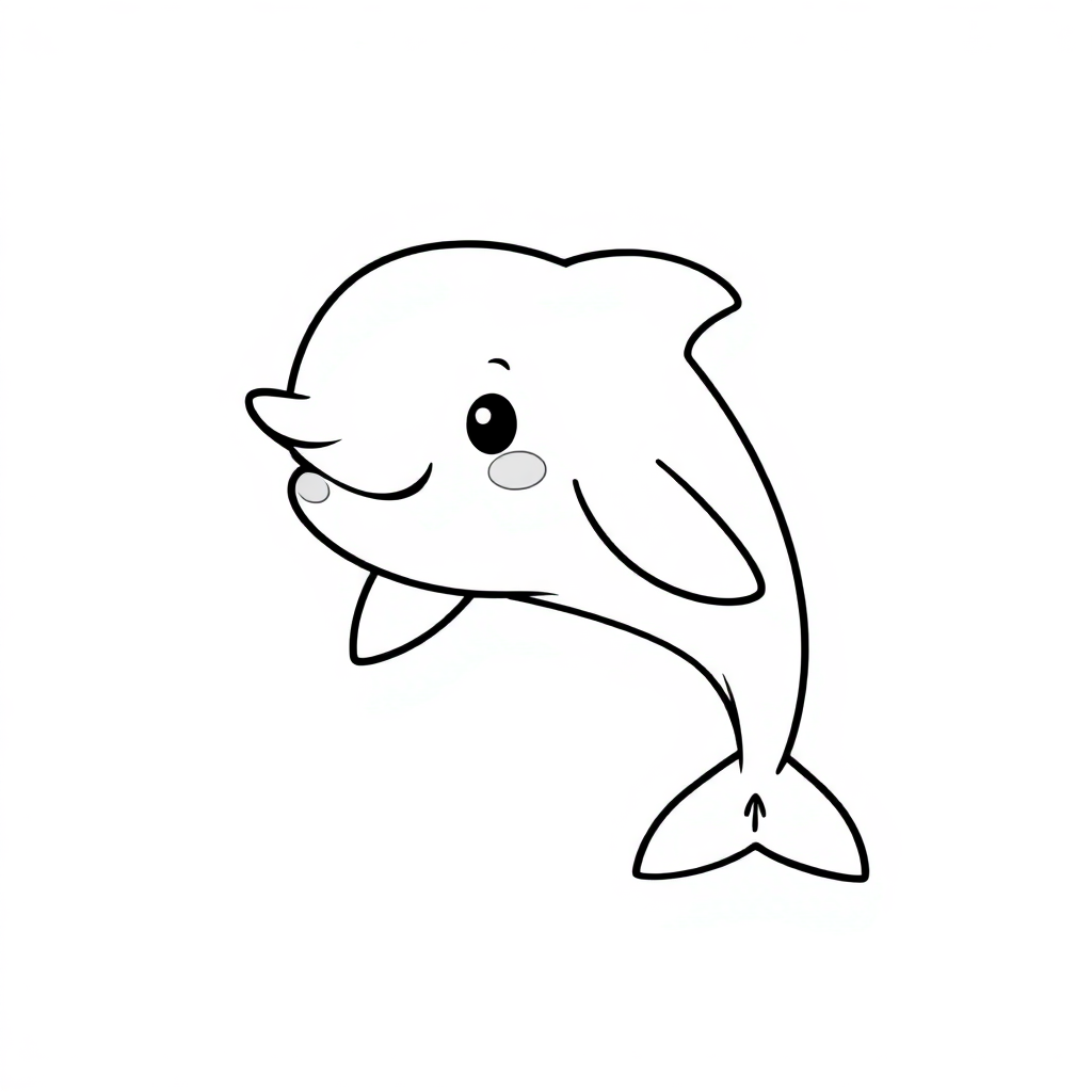 Kawaii Dolphin Jumping Coloring Page