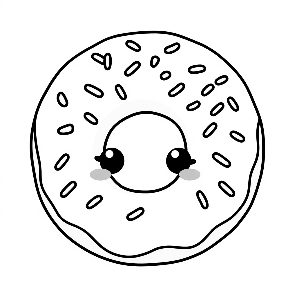 Kawaii Donut With Sprinkles Coloring Page