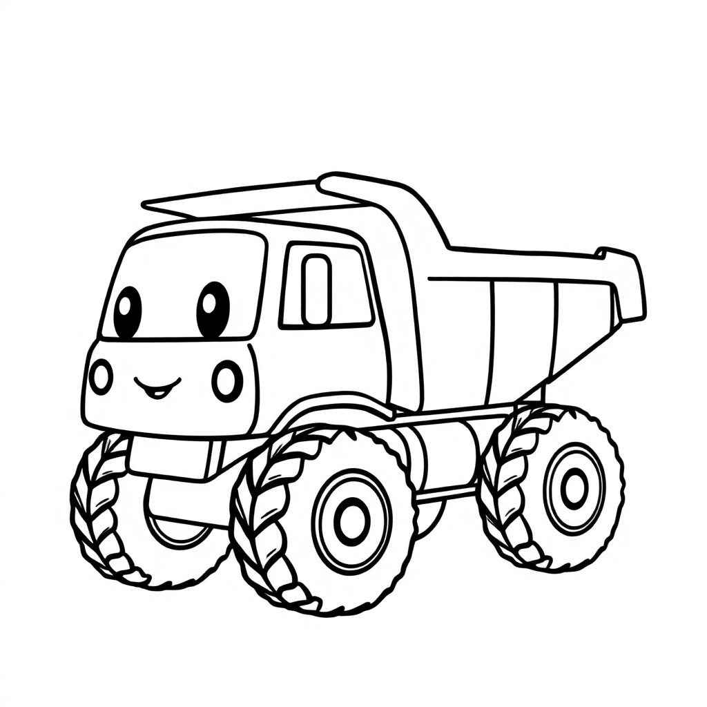 Kawaii Dump Truck Coloring Page