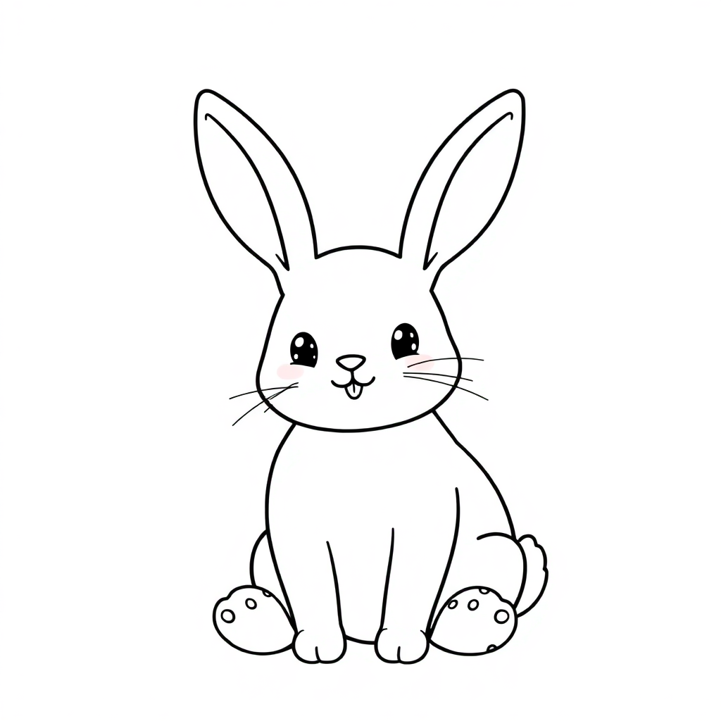Kawaii Easter Bunny Coloring Page