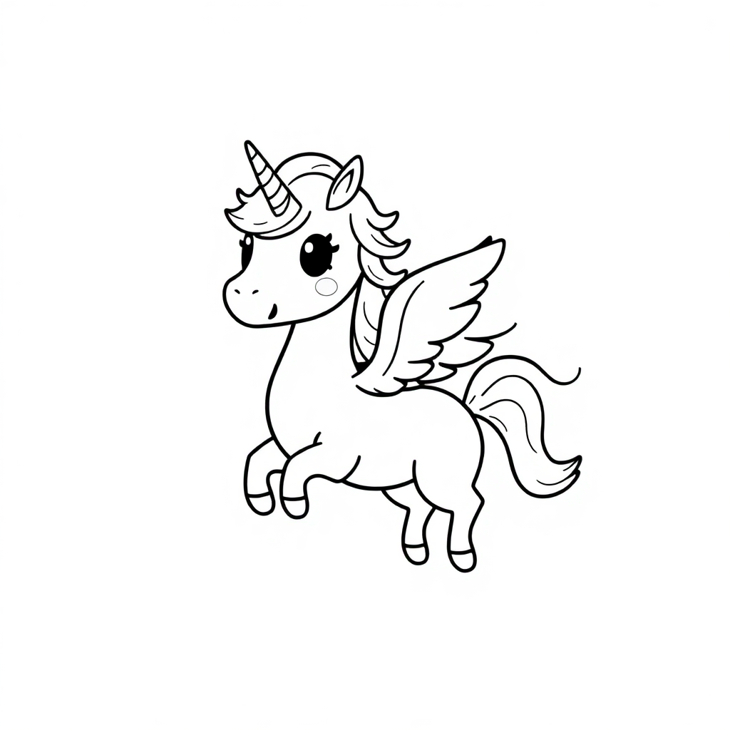 Kawaii Flying Pegasus Coloring Page