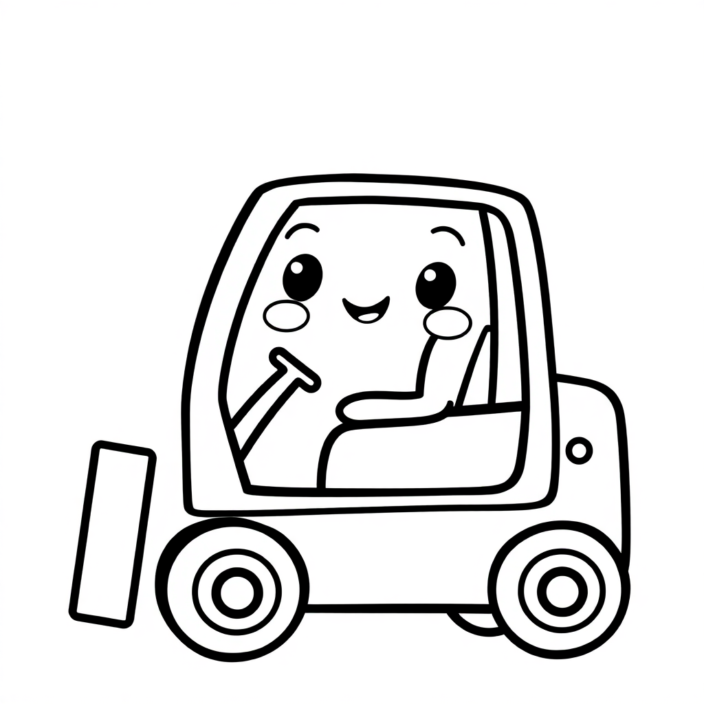 Kawaii Forklift Coloring Page
