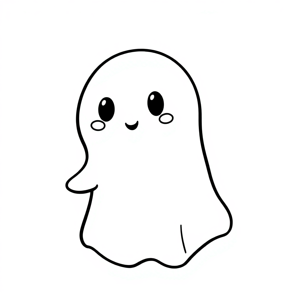 Kawaii Ghost Friendly Coloring Page