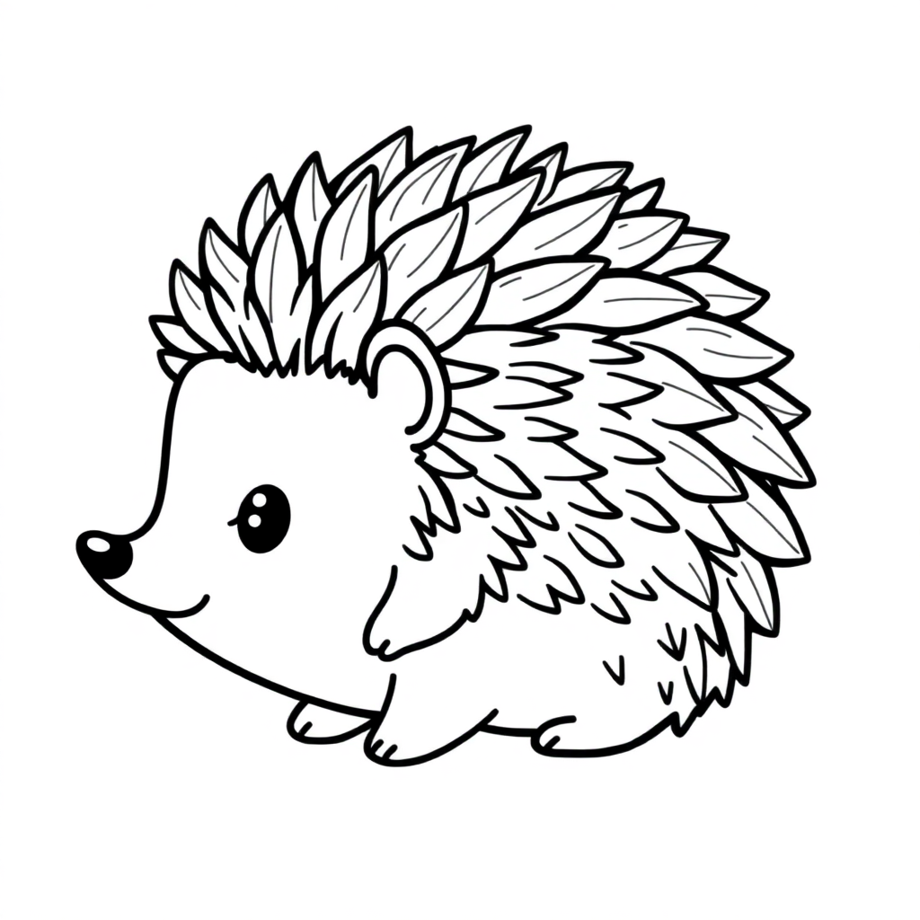 Kawaii Hedgehog Curled Up Coloring Page