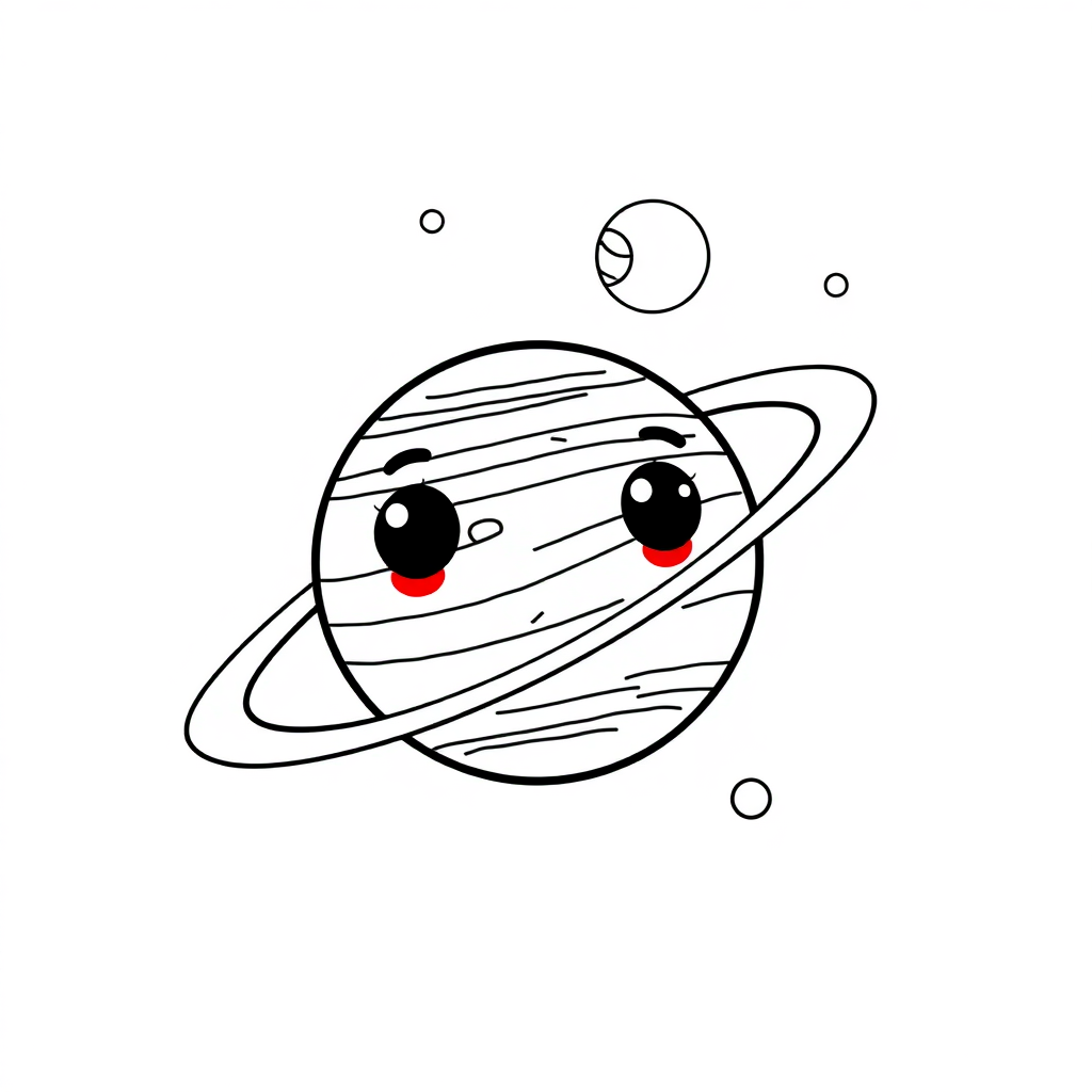 Kawaii Jupiter And Moons Coloring Page