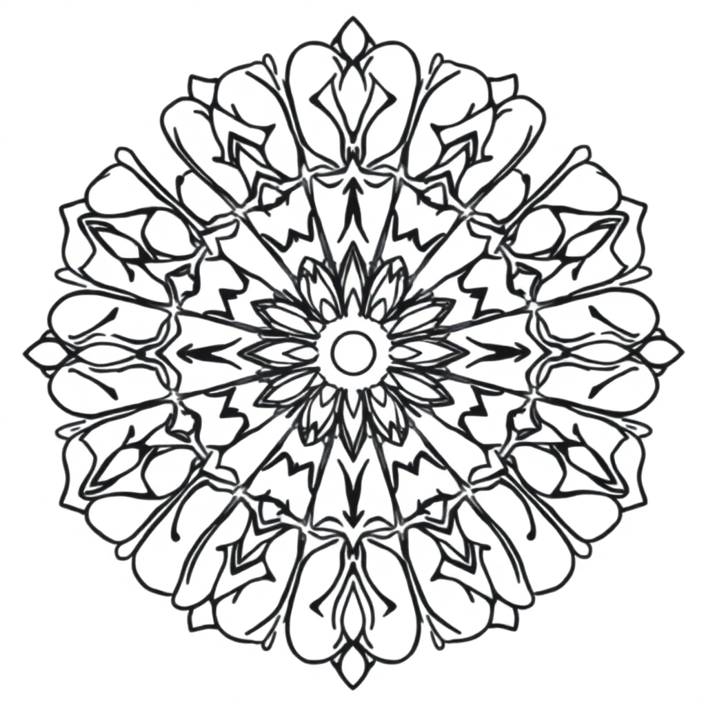 Kawaii Kaleidoscope Mandala Coloring Page