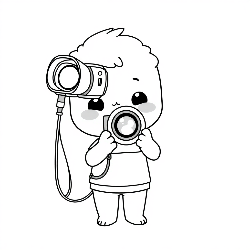 Kawaii Photographer Coloring Page