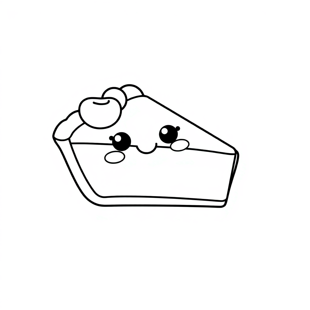 Kawaii Pie Slice Coloring Page